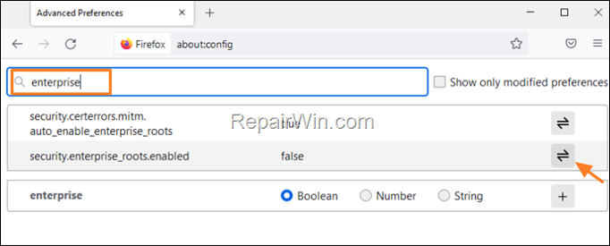 disable HTTP Strict Transport Security firefox