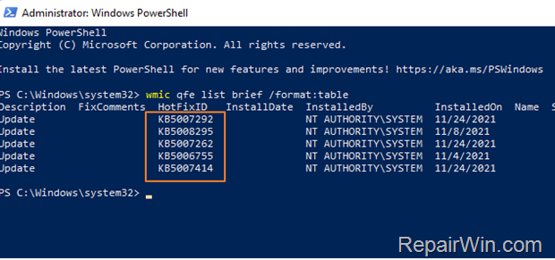How to View Installed Updates from PowerShell
