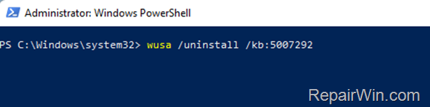 How to Uninstall Update - PowerShell