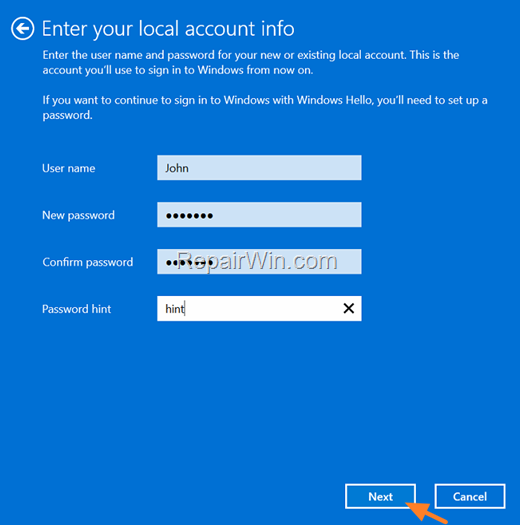local account in windows 11