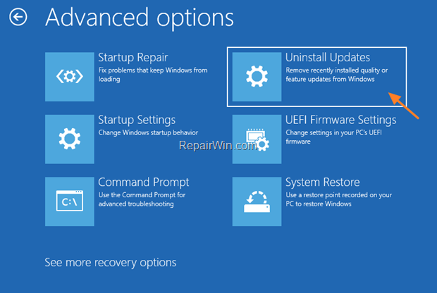 How to Uninstall Updates WinRE