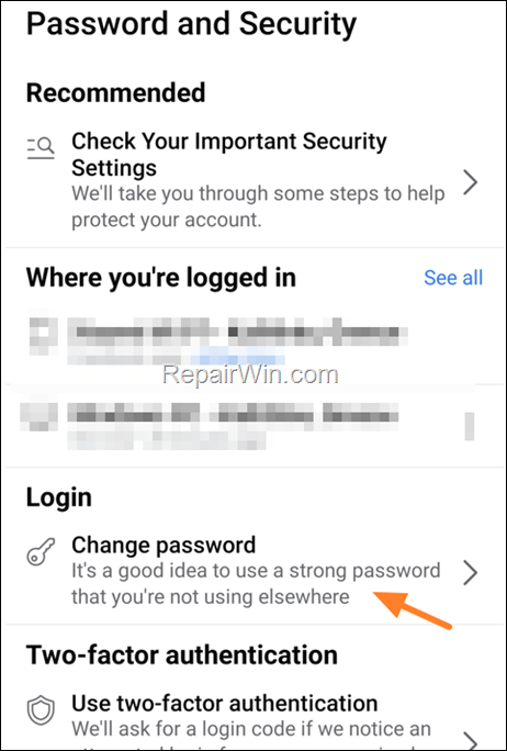 reset facebook password