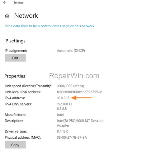 find private ip address