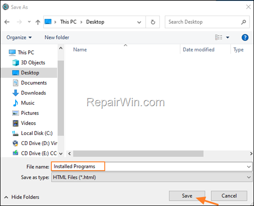 export a list of porgrams in HTML geek uninstaller