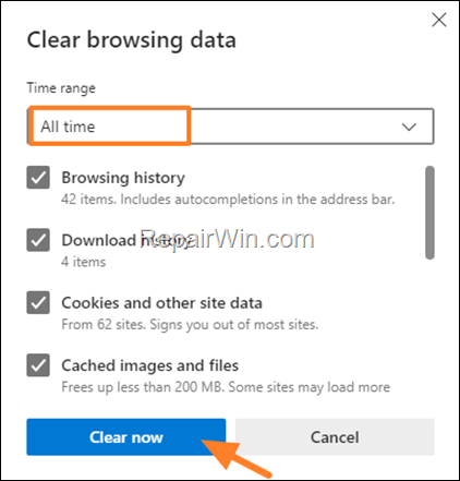 clear edge history, cookies