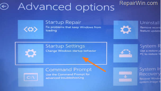 startup settings