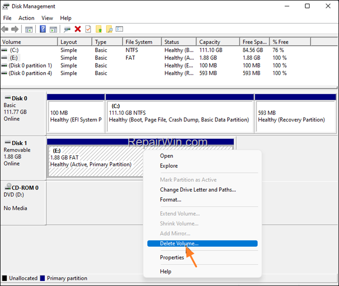 Delete Disk Volume