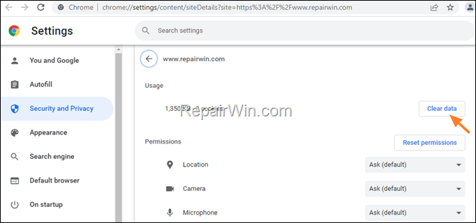 Delete Chrome Password for specific site