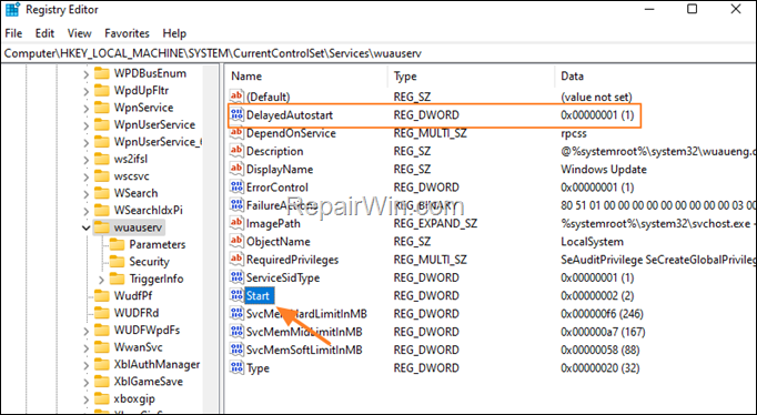 Enable Disable Service in registry