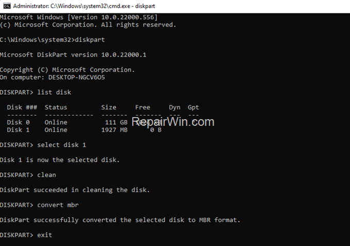 convert disk to mbr