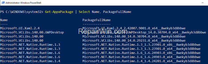 View a list of all Installed Store Apps in PowerShell