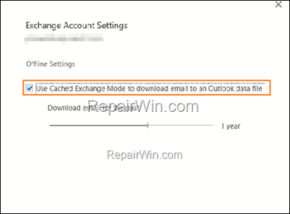 FIX: Use Cached Exchange Mode is grayed out.