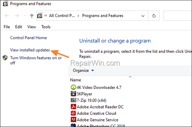 view installed updates