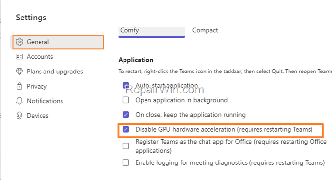 Microsoft Teams Disable GPU Hardware Acceleration