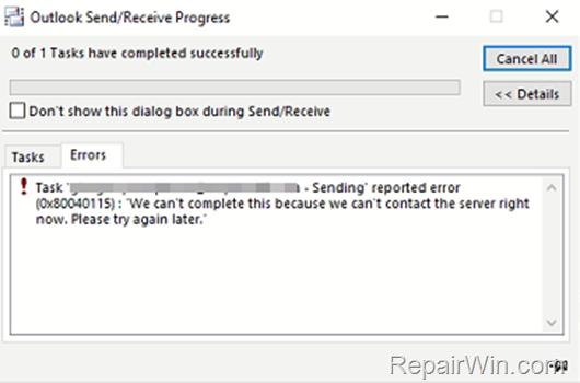 FIX Outlook Error 0x80040115 in Send/Receive