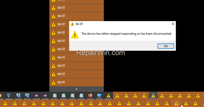 FIX Device has either stopped responding or has been disconnected