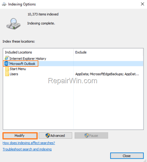 Indexing Options