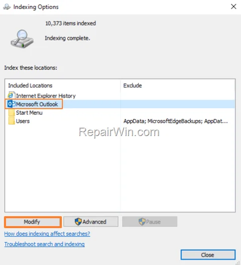 Indexing Options