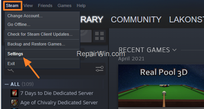 Steam Settings