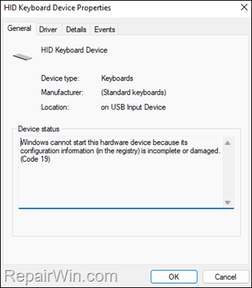 Fix Keyboard Not Working - Stopped Working (Code 19)