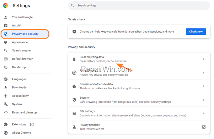 clear browsing data chrome