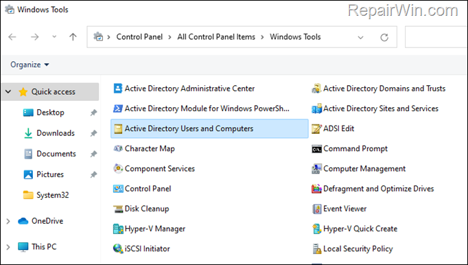 Install Active Directory Users and Computers Windows 10-11.