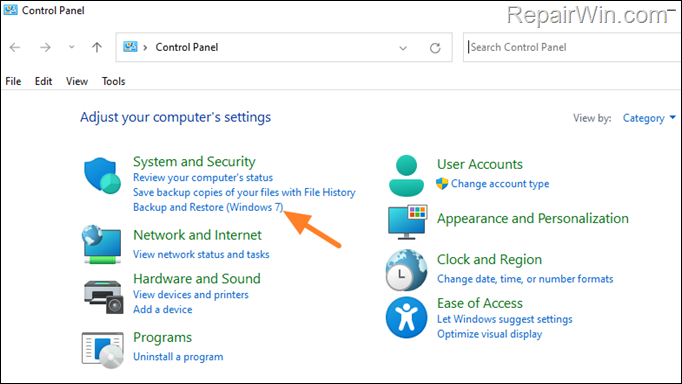 Backup and Restore (windows 7)