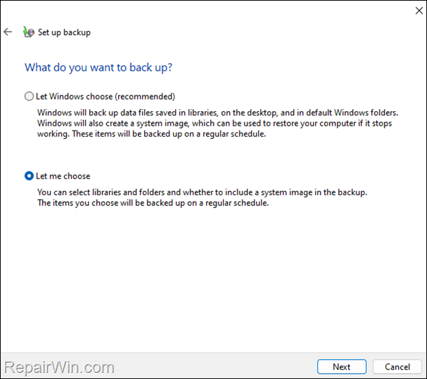 Set up backup