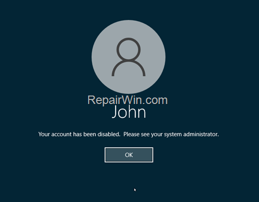 Your Account Has Been Disabled. Please See Your System Administrator