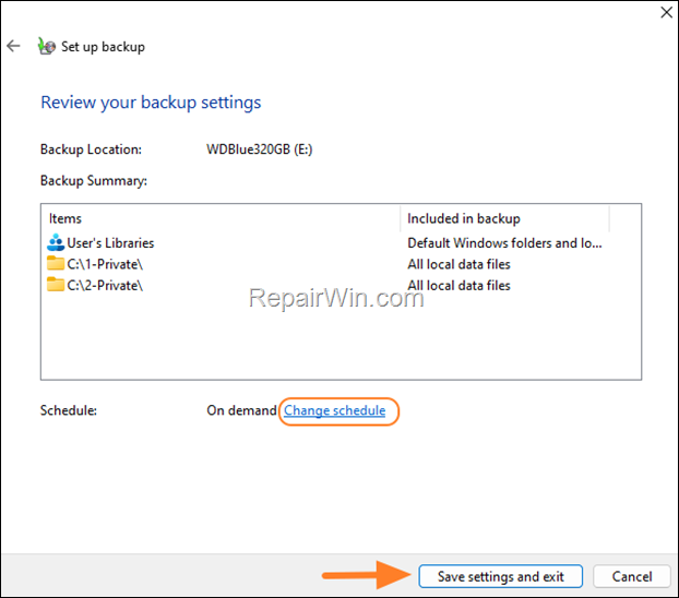 Backup Files with Backup and Restore (Windows 7)