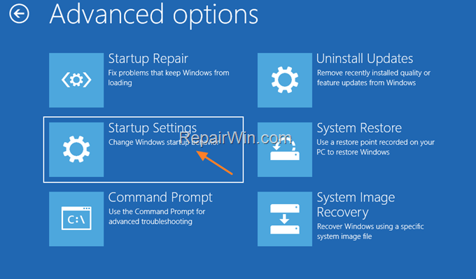 startup settings