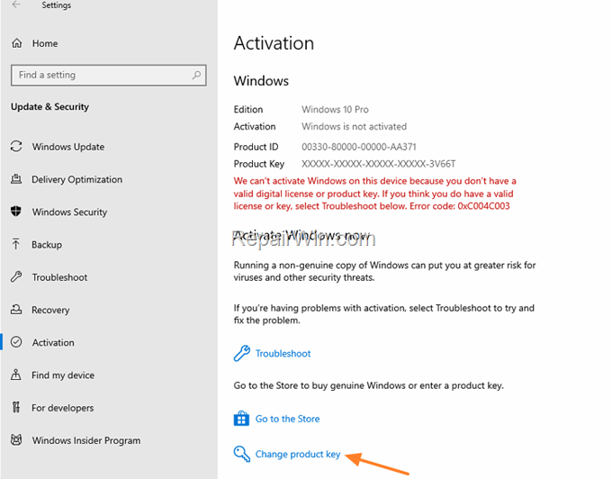 0xC004C003 - cannot activate windows