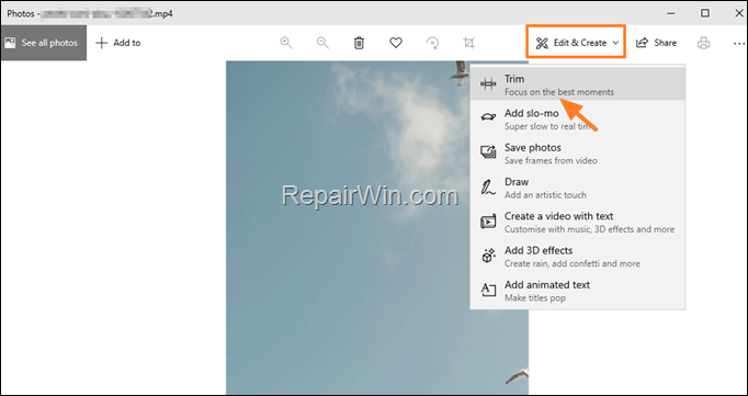 Trime Video in Phtos app