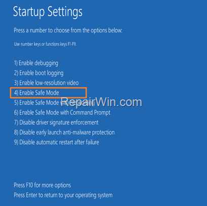 restart windows in safe mode
