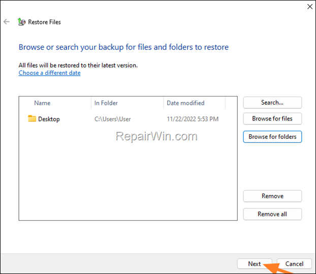 restore files
