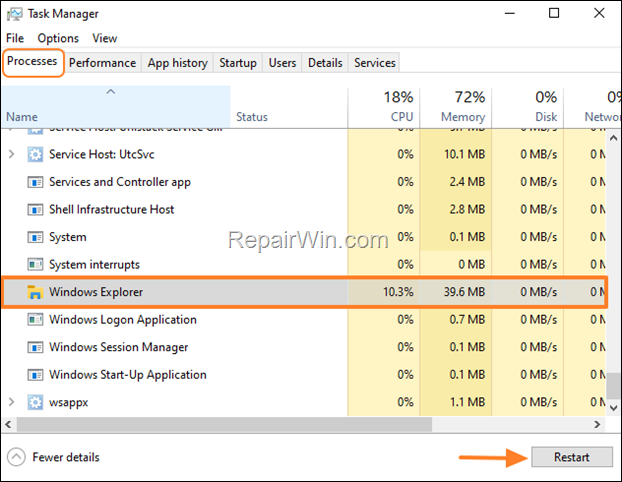 Fix Blank Icons by Restarting Windows Explorer