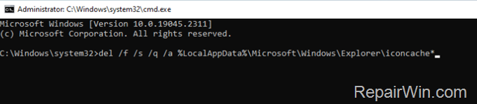 delete icons cache database - rebuild icons cache
