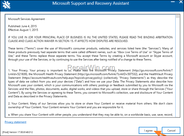 Microsoft Support and Recovery Assistant