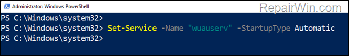 change service startup type powershell command