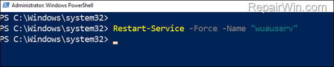 restart service powershell command