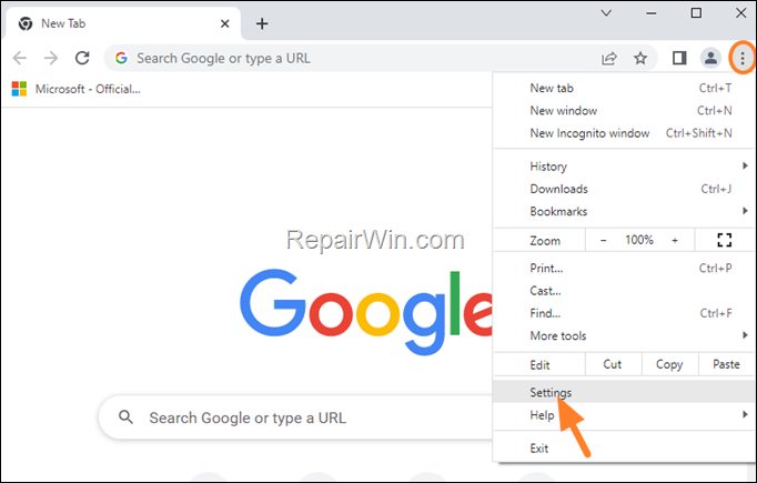 chrome settings