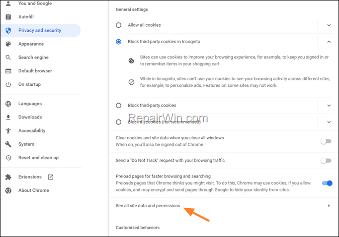 see all site data and permissions