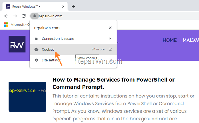 How to Delete Cookies from a Specific Site in Chrome.