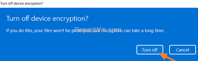 turn off device encryption windows 11
