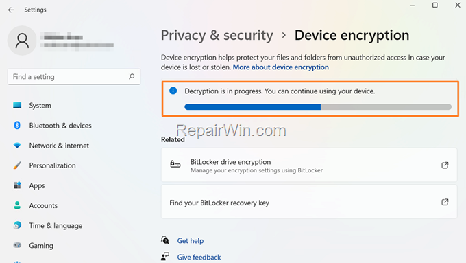 decrypt windows 11 device