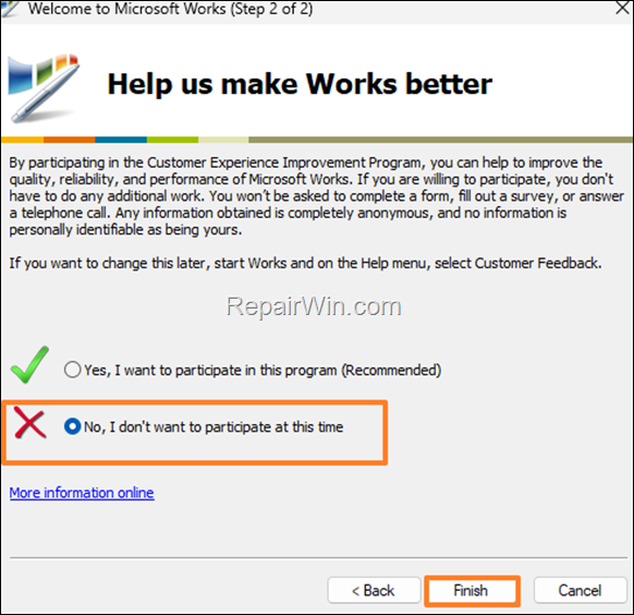 Setup Microsoft Works