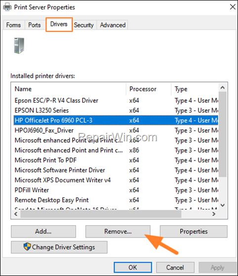 Remove Printer Drivers