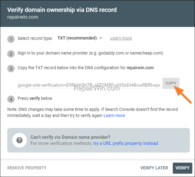 Verify Domain Ownership in Google Search Console via DNS Record using CPANEL