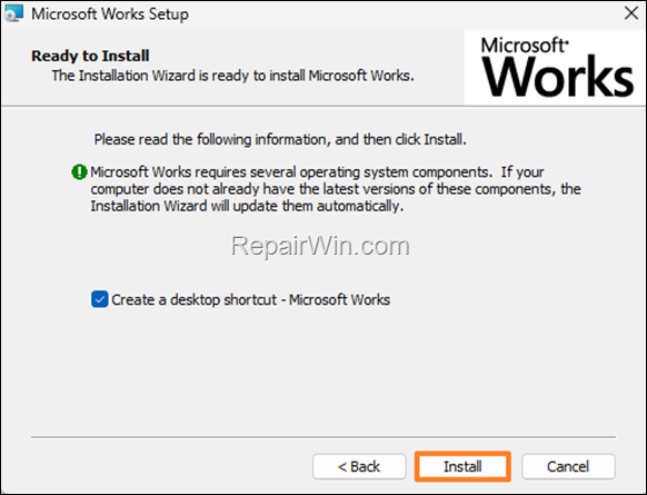 Microsoft Works Setup