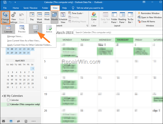 How to Move all Calendar items to another Calendar folder in Outlook